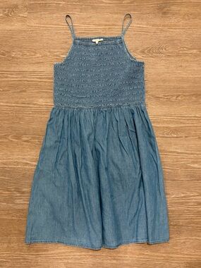 Copper Key- Junior’s Blue Smocked Chambray Dress